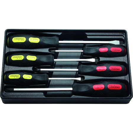 Ko-Ken ScrewDriver Set PH1-2-3/SL5-6-8 ABS Tray 6 pieces PK168PS/6